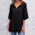 Women’s V-neck Solid Color Cotton And Linen Top